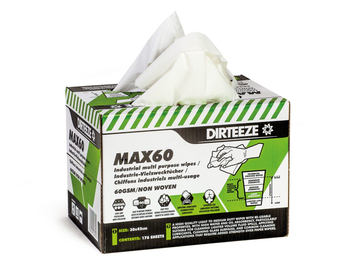 Open box of Max60 non-woven industrial wipes