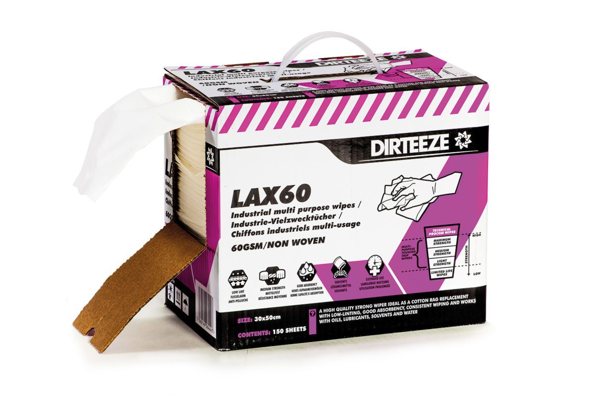 Open box of Lax60 non-woven industrial wipes