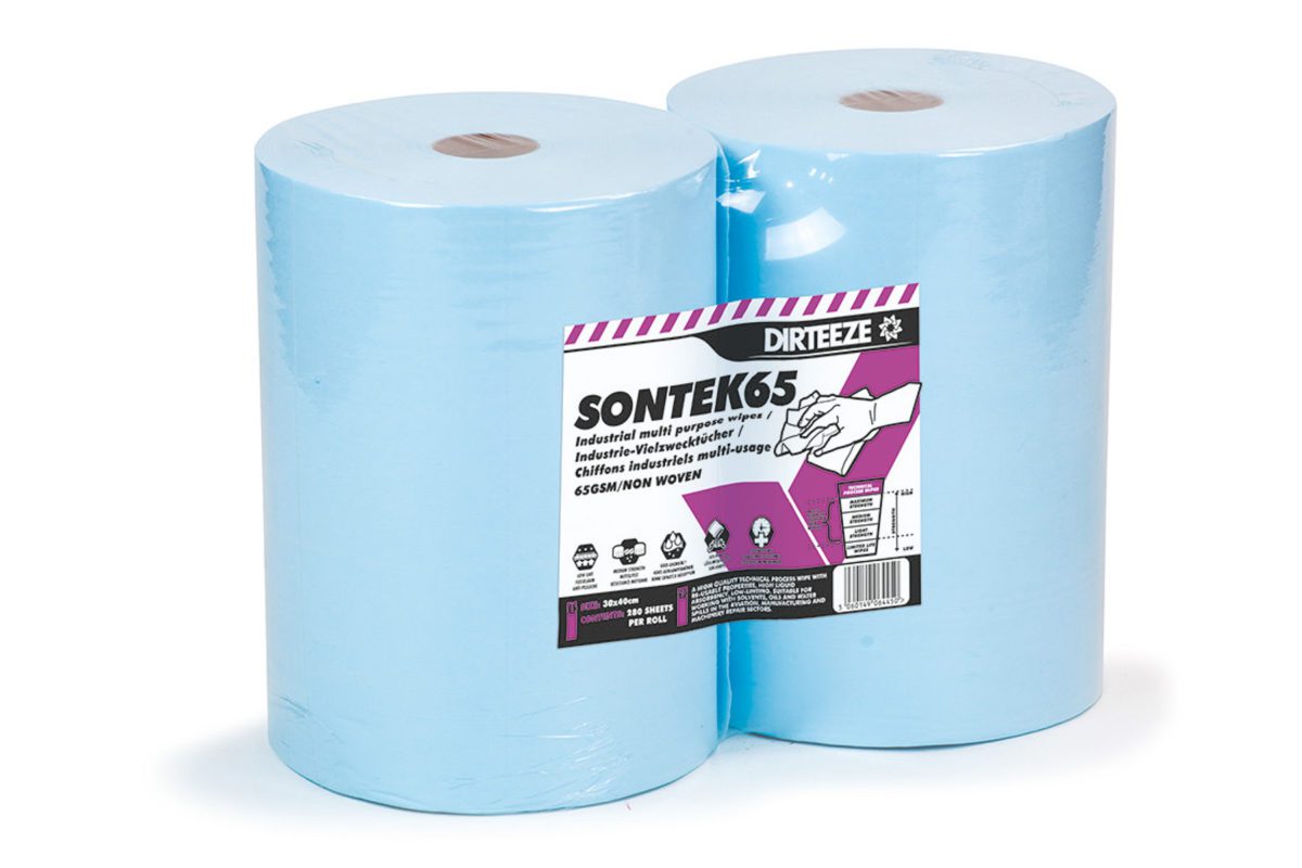 Rolls of Sontek65 non-woven industrial wipes